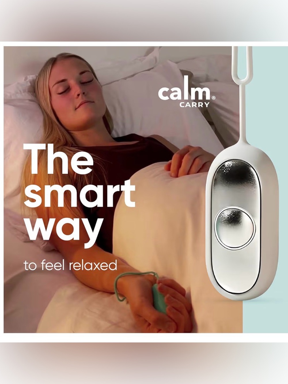 Calm Carry wearable for natural anxiety and stress relief, pink silicone cover